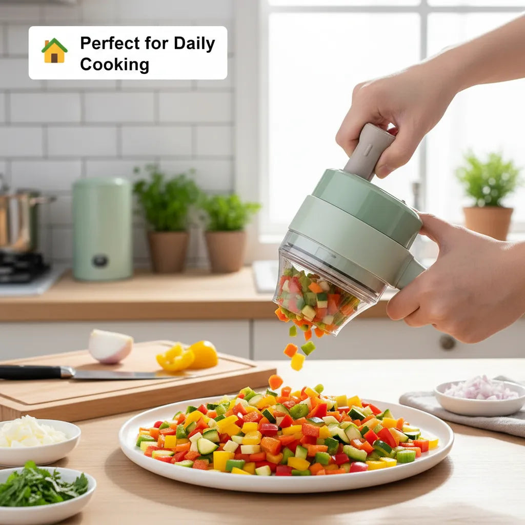 4-in-1 Electric Vegetable Chopper - Cut in 2 Seconds Only