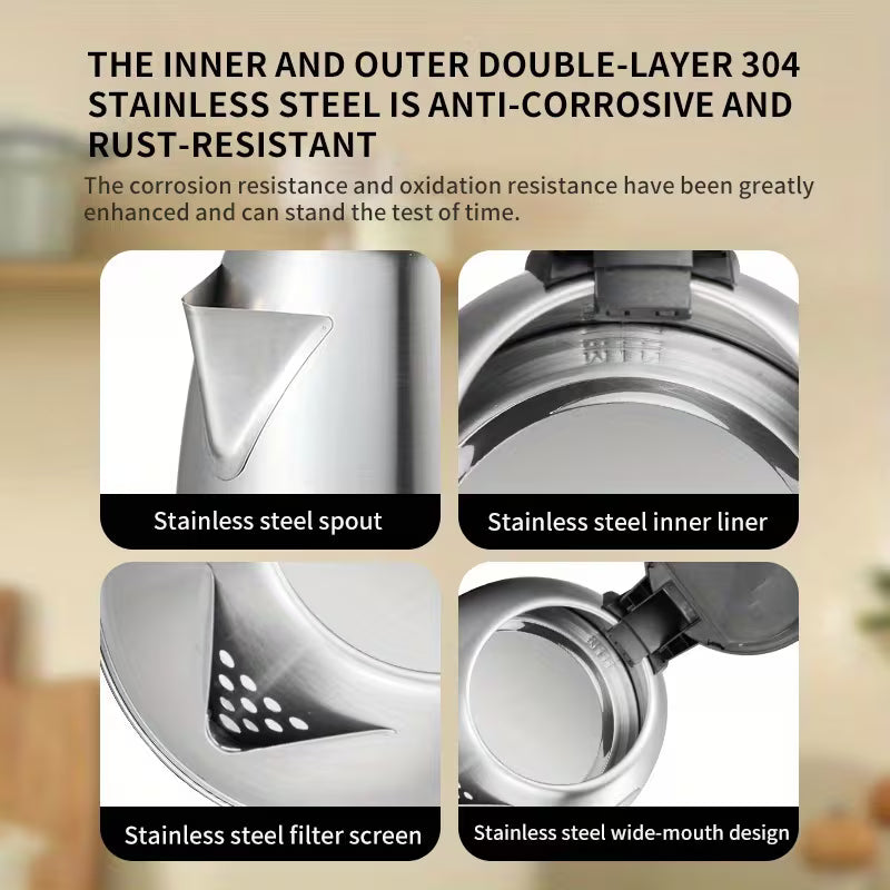 Electric Kettle – Large Capacity, Fast Boiling, Auto Shut-Off & Boil-Dry Protection, Stainless Steel Water Boiler