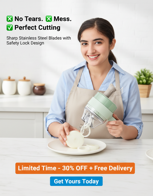 4-in-1 Electric Vegetable Chopper - Cut in 2 Seconds Only
