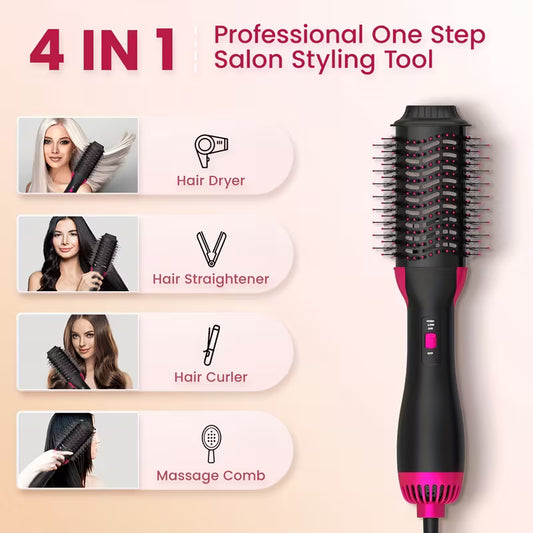 One Step 3-in-1 Hair Dryer, Straightener & Curler for Women Hot Air Brush & Styling Comb – Dry, Straighten, and Curl Effortlessly | one step hair dryer and volumize